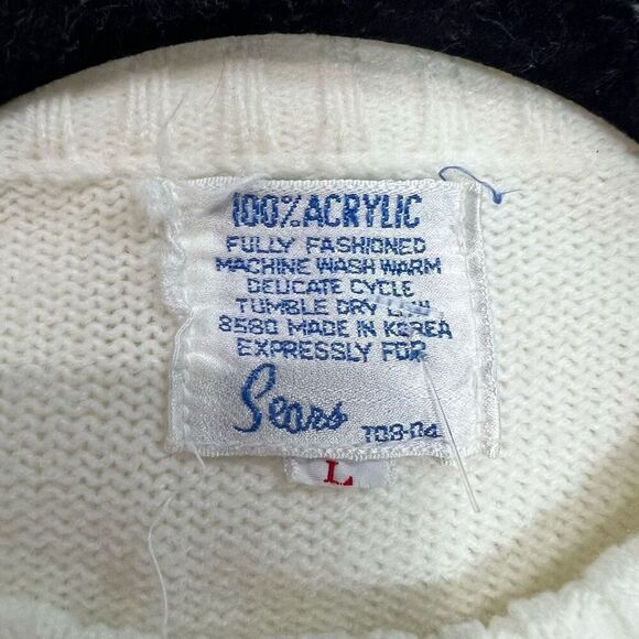 1950’s White Floral Trim Button Up Cardigan Women’s Vintage EUC - Picture 3 of 6